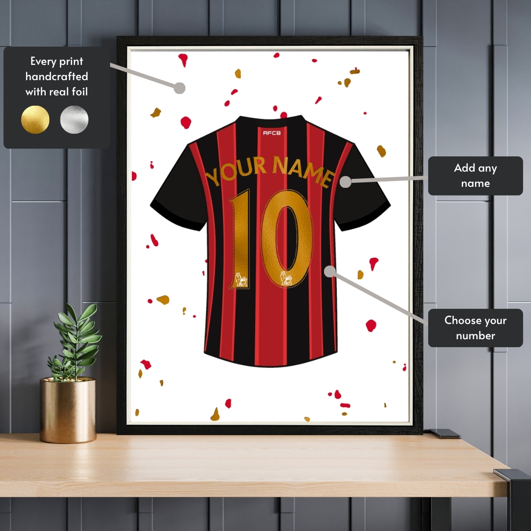 Personalised AFC Bournemouth Shirt Foil Print