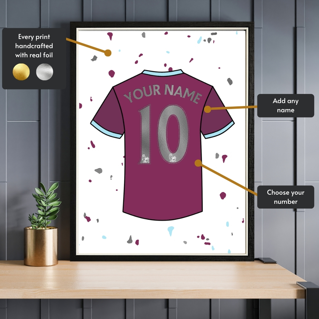 Personalised Burnley Shirt Foil Print