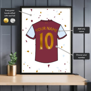 Personalised Aston Villa Shirt Foil Print