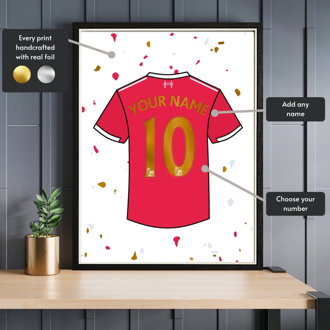 Personalised Liverpool Shirt Foil Print