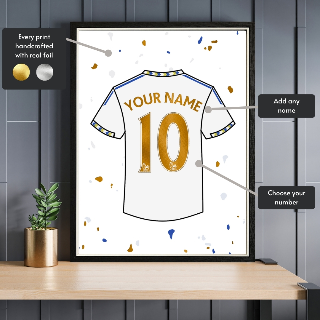 Personalised Leeds United Shirt Foil Print