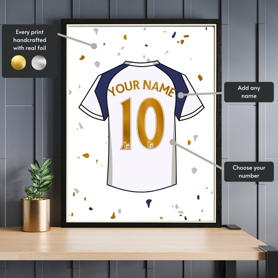 Personalised Tottenham Shirt Foil Print