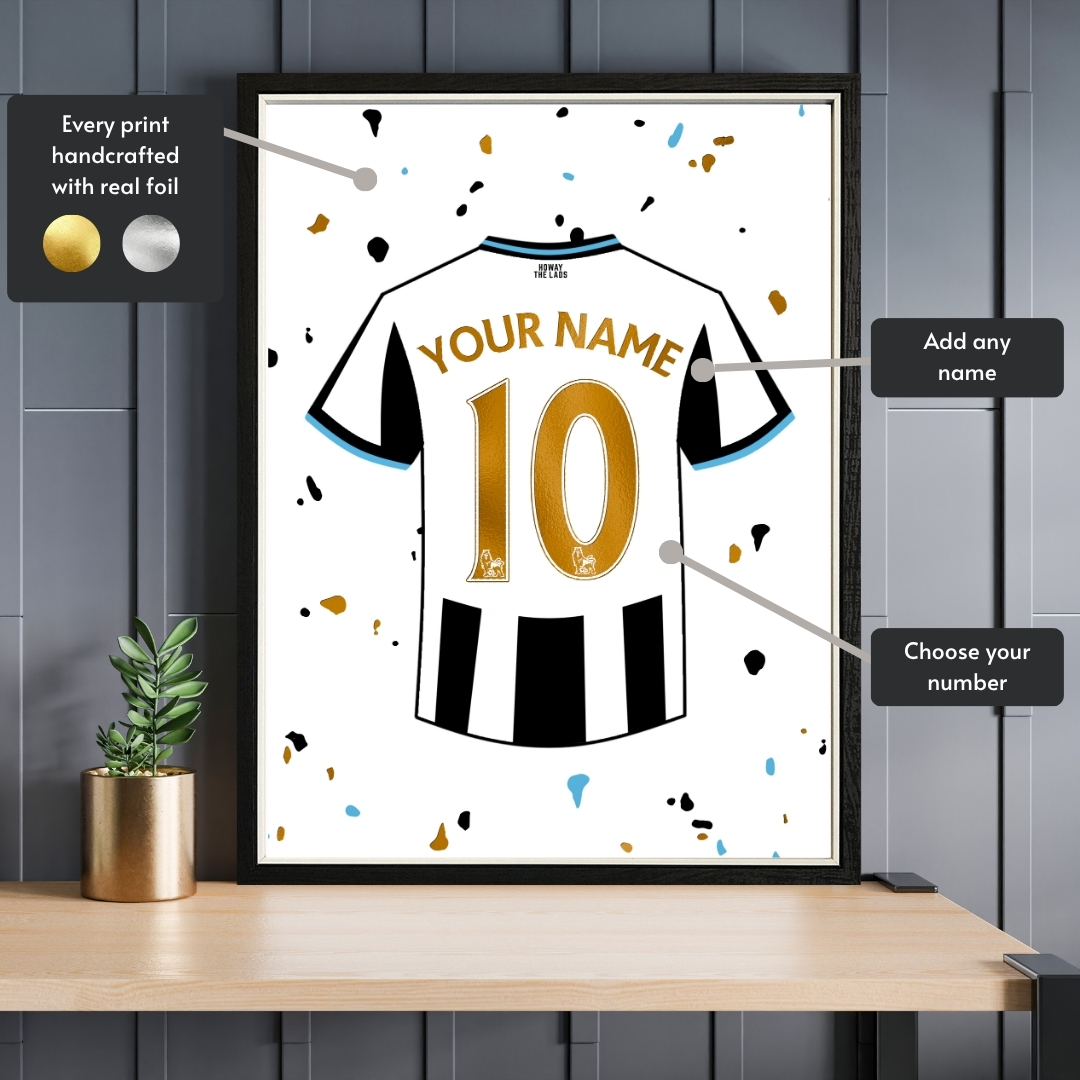 Personalised Newcastle Shirt Foil Print