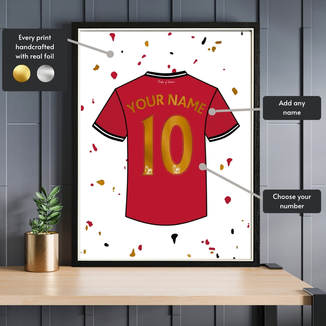 Personalised Manchester United Shirt Foil Print