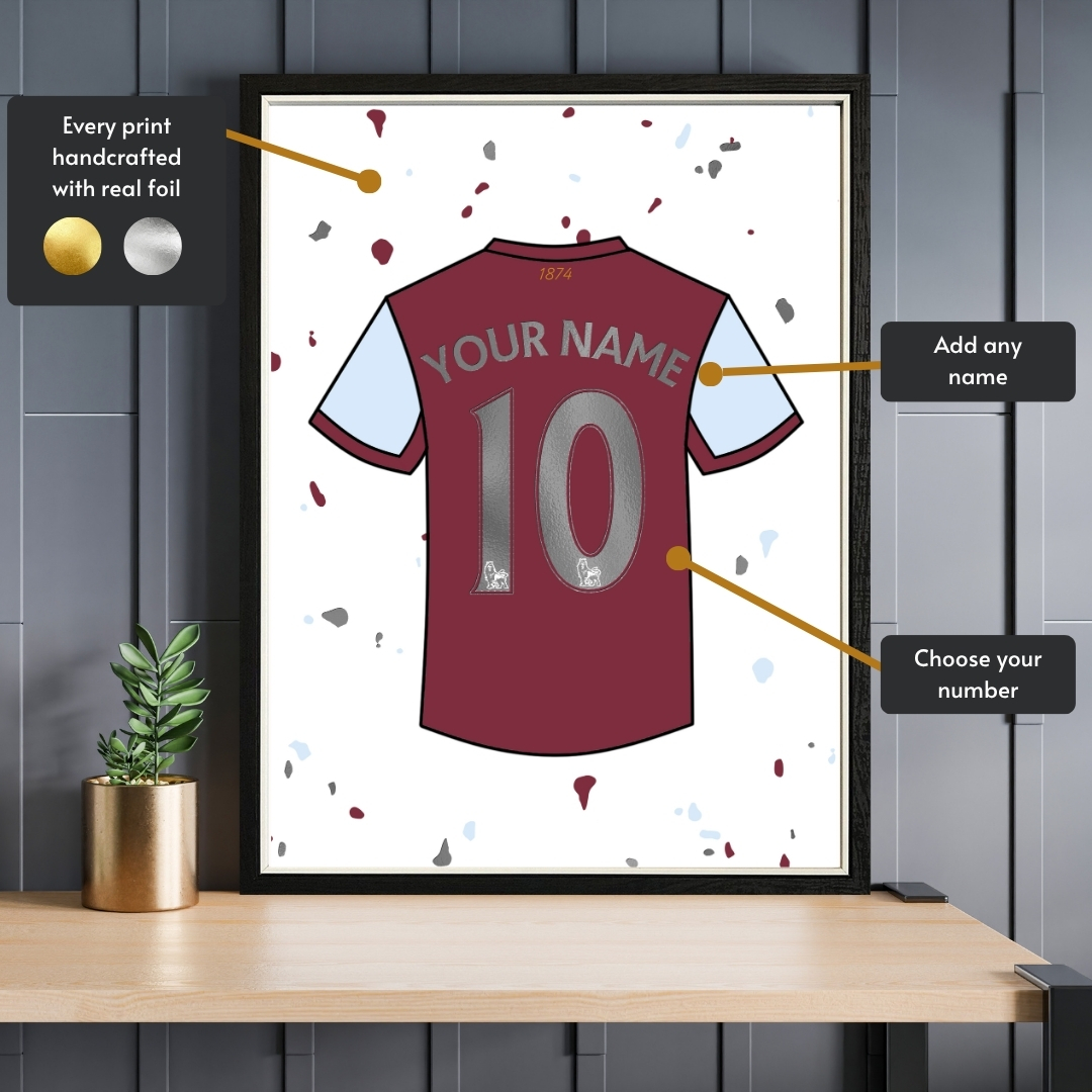 Personalised Aston Villa Shirt Foil Print