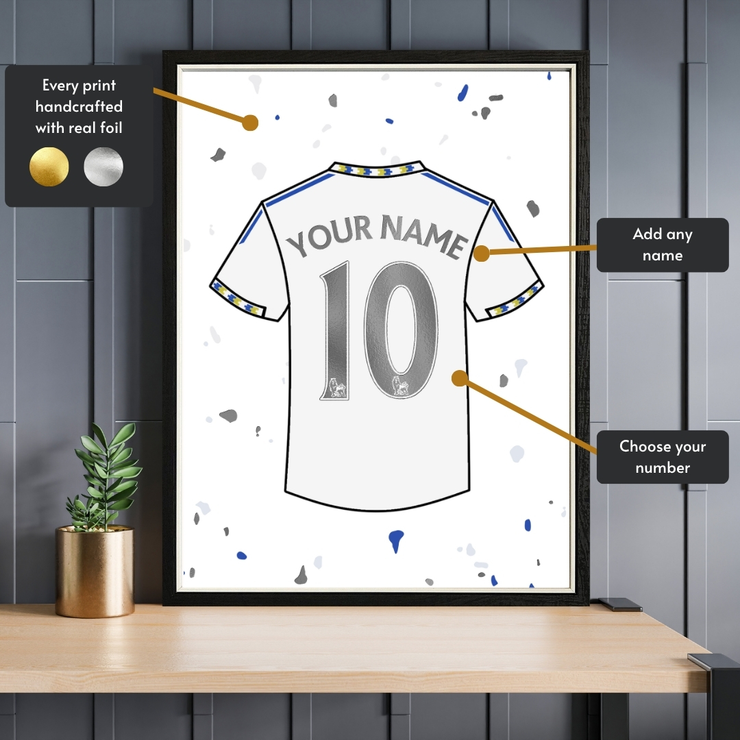 Personalised Leeds United Shirt Foil Print