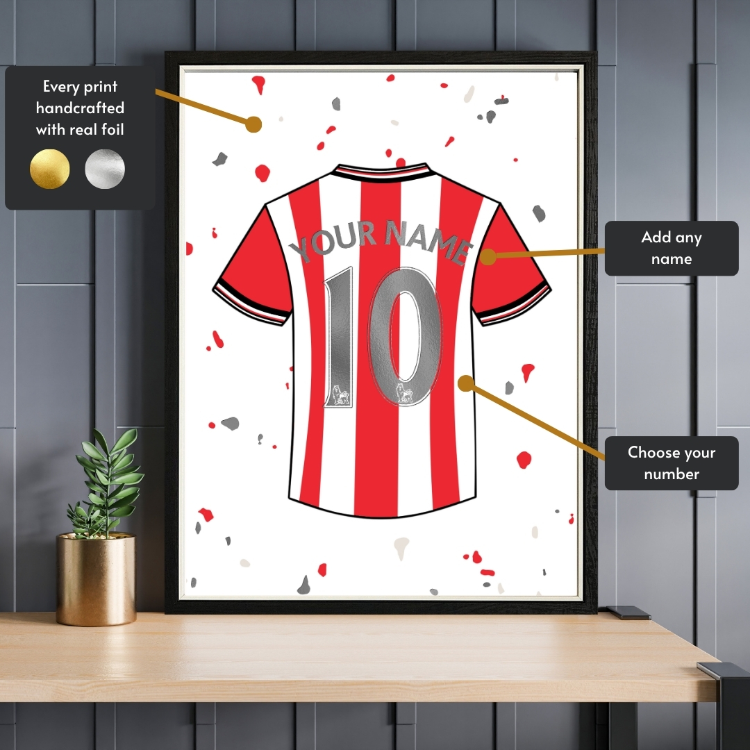 Personalised Sunderland Shirt Foil Print