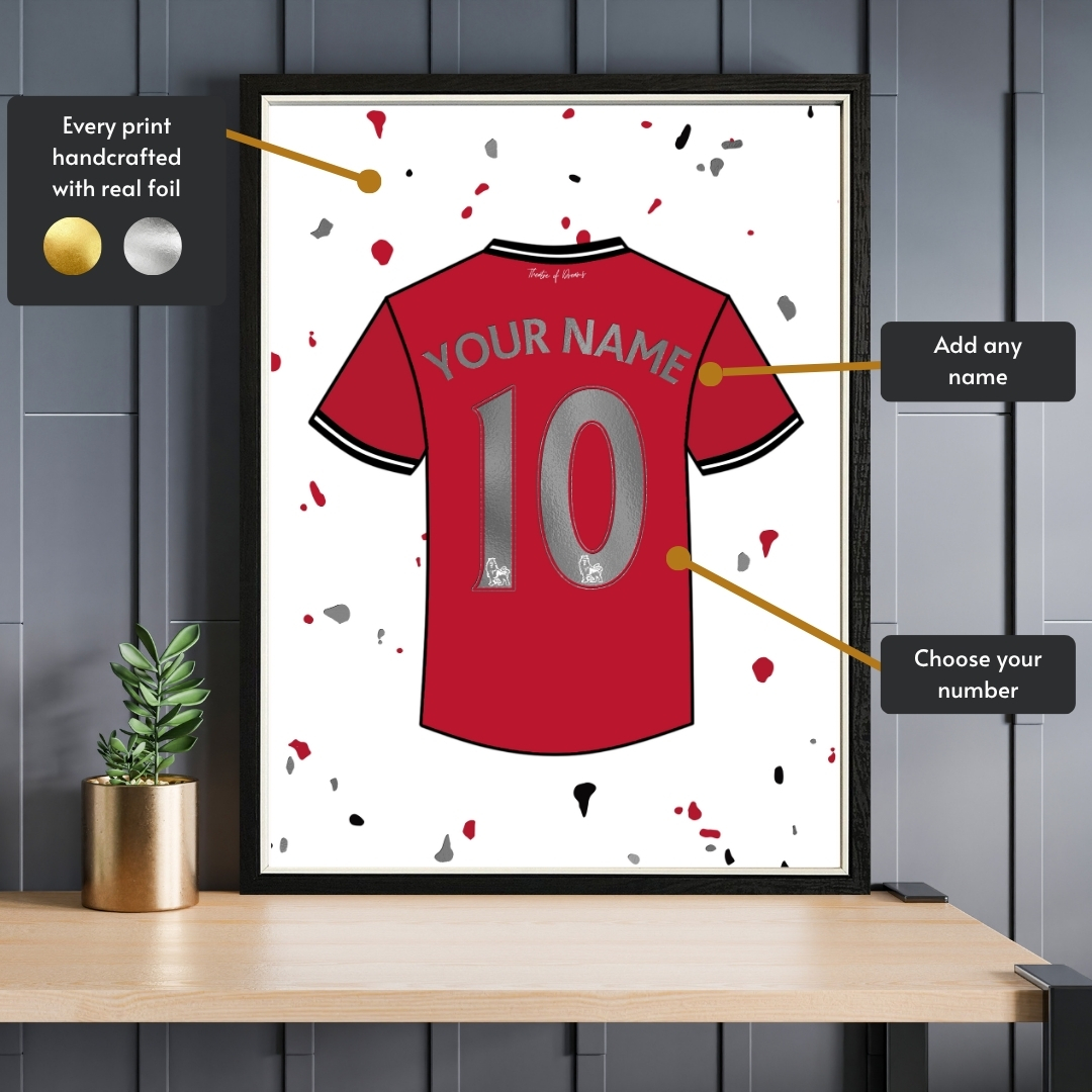 Personalised Manchester United Shirt Foil Print