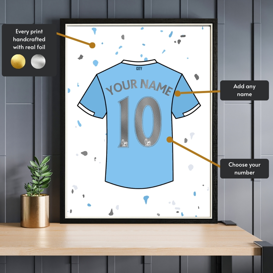Personalised Manchester City Shirt Foil Print
