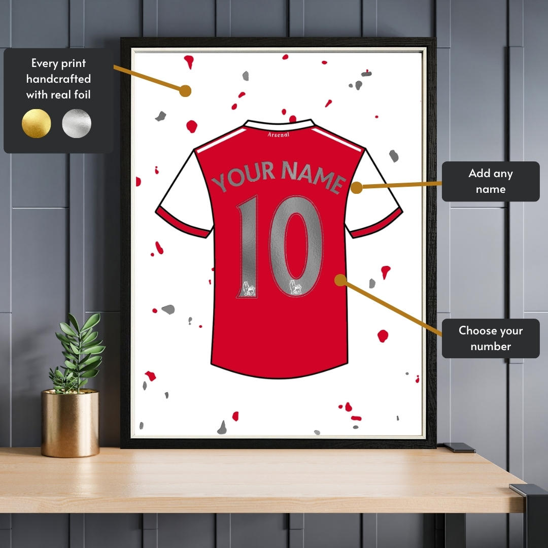 Personalised Arsenal Shirt Foil Print